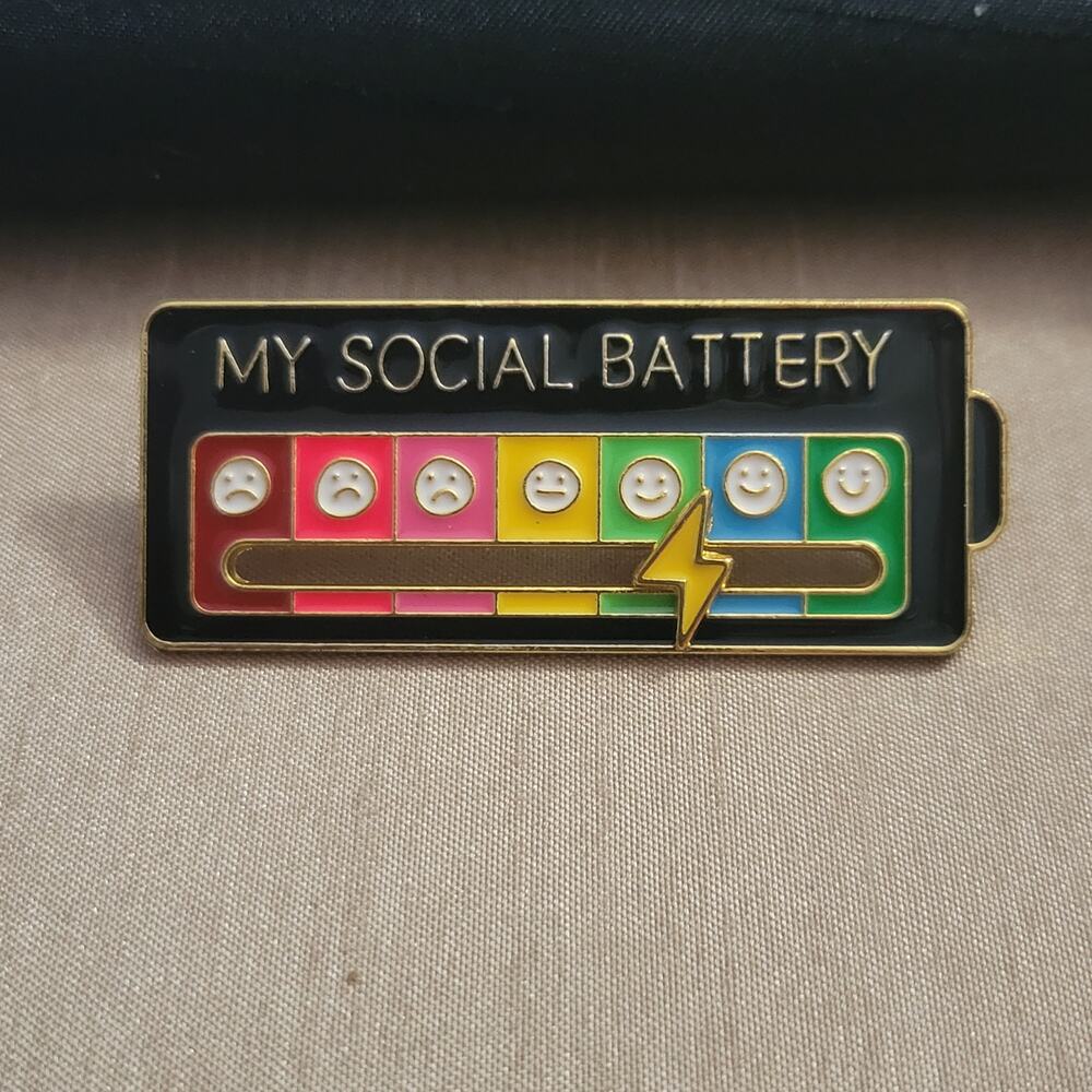 Social battery movable meter lapel collar pin
